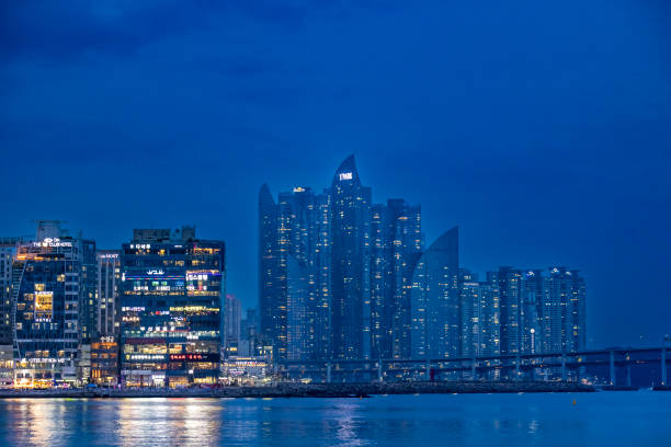 busan, south korea - november 4, 2023: beautiful skyline at gwangalli beach in busan, south korea.