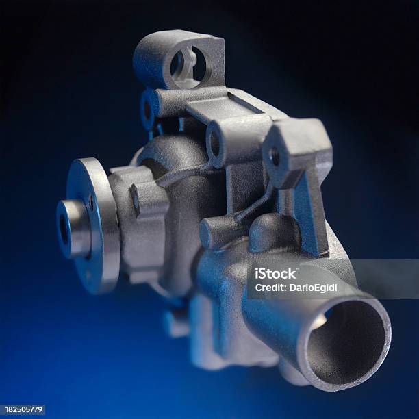Cars Engine Turbine On Blue Background Stock Photo - Download Image Now - Alloy, Blue, Compressor