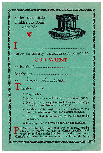 istock Godparent's promise card from 1941 182505988