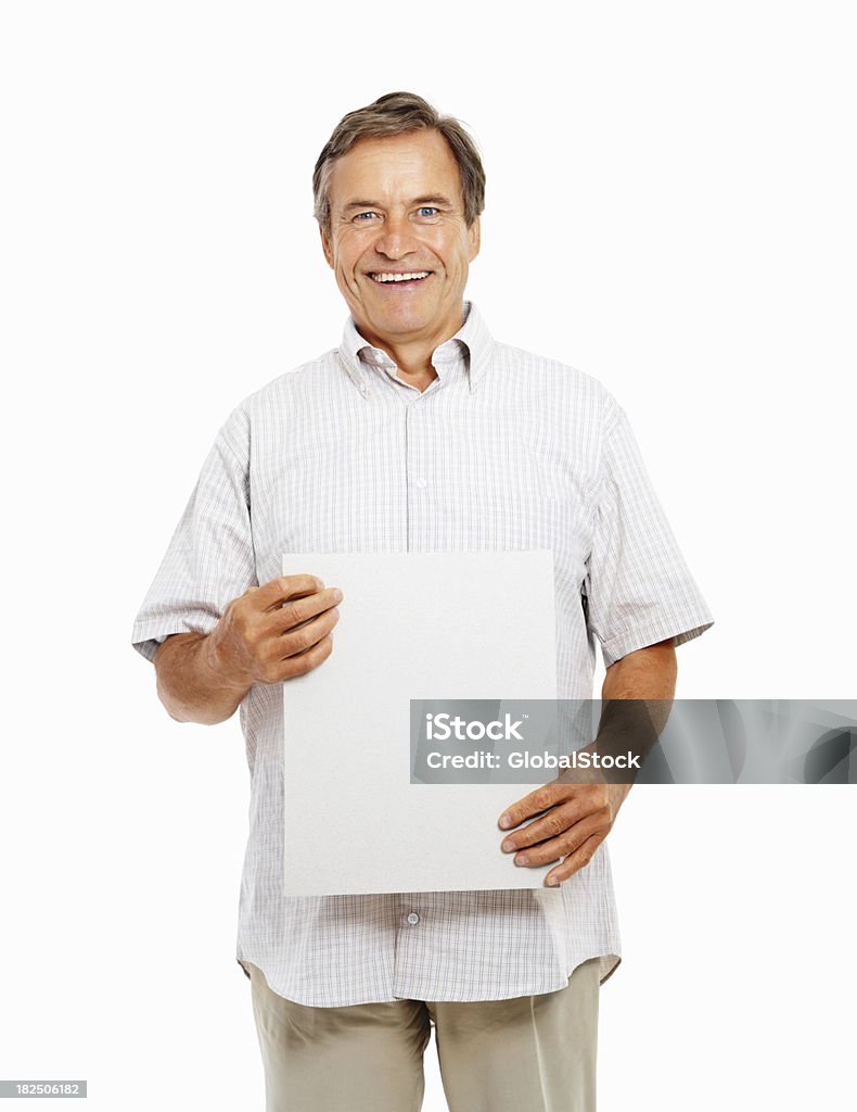 Glücklich Älterer Mann mit leeren Blatt Ihren text zu schreiben - Lizenzfrei Senioren - Männer Stock-Foto