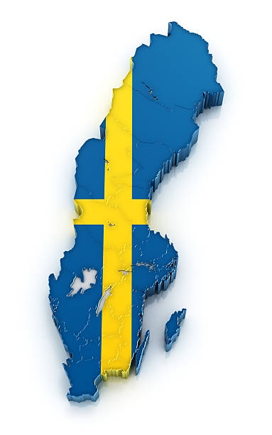 Map of Sweden with flag.
