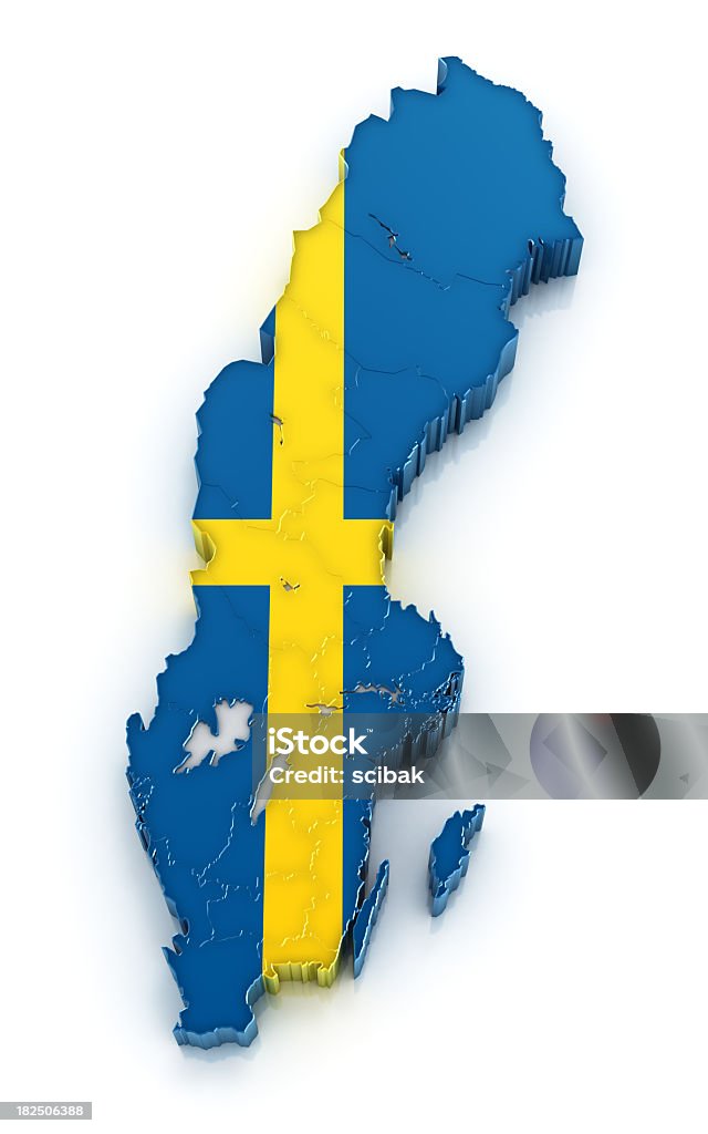 Mapa com bandeira da Suécia - Foto de stock de Suécia royalty-free