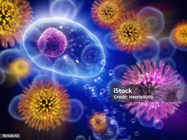 Клетка Человека И Вирусом Клетки — стоковые фотографии и другие картинки Воспаление - Воспаление, Клетка - часть организма, Бактерия