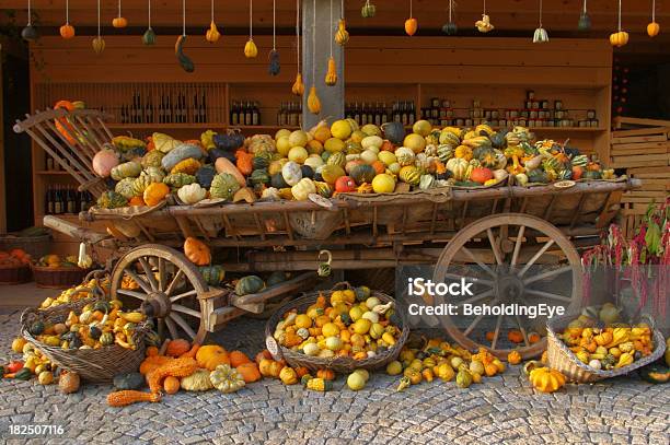 Colheita De Outono - Fotografias de stock e mais imagens de Abundância - Abundância, Abóbora-Menina - Cucúrbita, Carrinho - Meio de Transporte