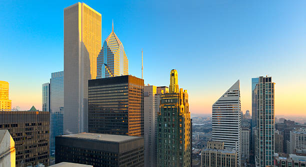 Aerial View of Chicago Loop at Sunset (XXXL)