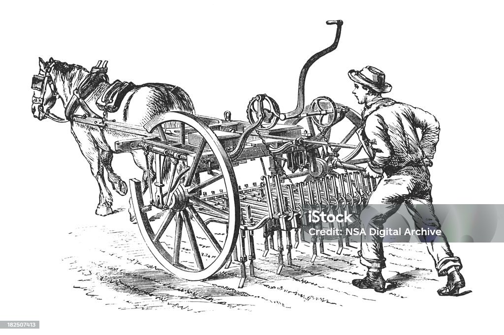 Los agricultores/antigüedades ilustraciones de técnicas - Ilustración de stock de Caballo - Familia del caballo libre de derechos