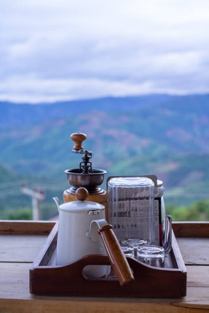 istock Hand coffee grinders and coffee making equipment. 1825083462
