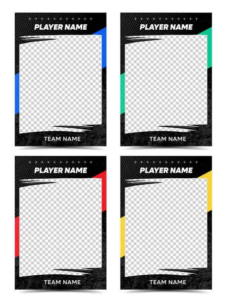 Vector illustration of Sport player trading card frame border template design