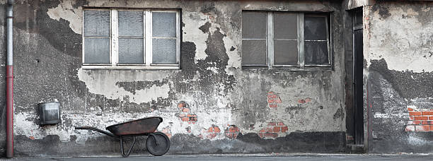 Old factory facade stock photo