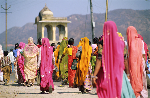 A colourful street scene in Jaipur the capital of the Indian state of RajasthanIndia