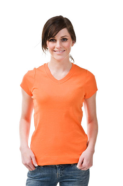 Female in t-shirt stock photo