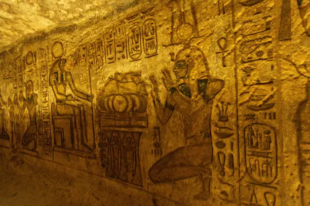 The Great Temple of Ramesses II inside details in Abu Simbel Upper Egypt