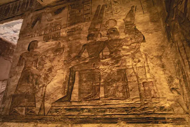 The Great Temple of Ramesses II inside details in Abu Simbel Upper Egypt