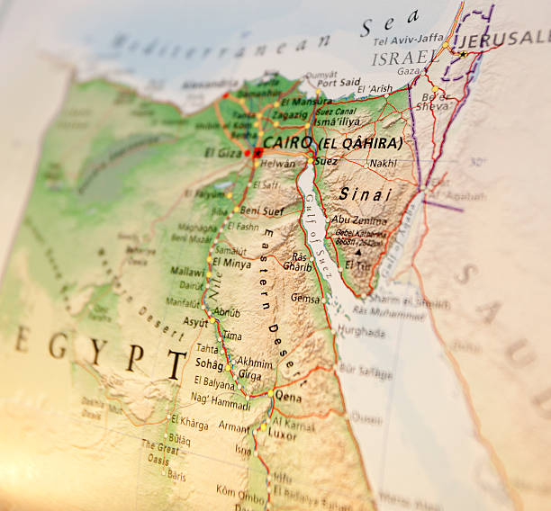istock Gulf of Suez area map on globe 182508947