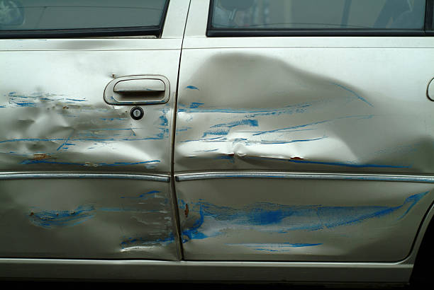 Dented Damaged Car Doors stock photo