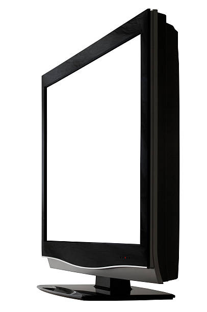 istock HD TV with a blank screen angled to the left 182509267