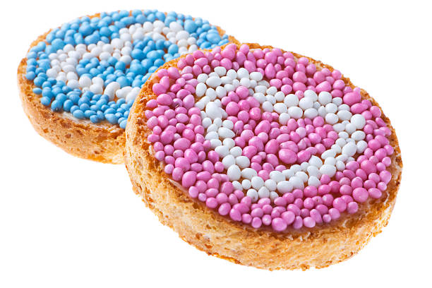 istock Dutch food: 'beschuit met muisjes' with hearts, isolated on white 182509587