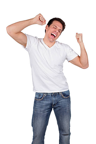 istock Isolated casual male dancing 182509794