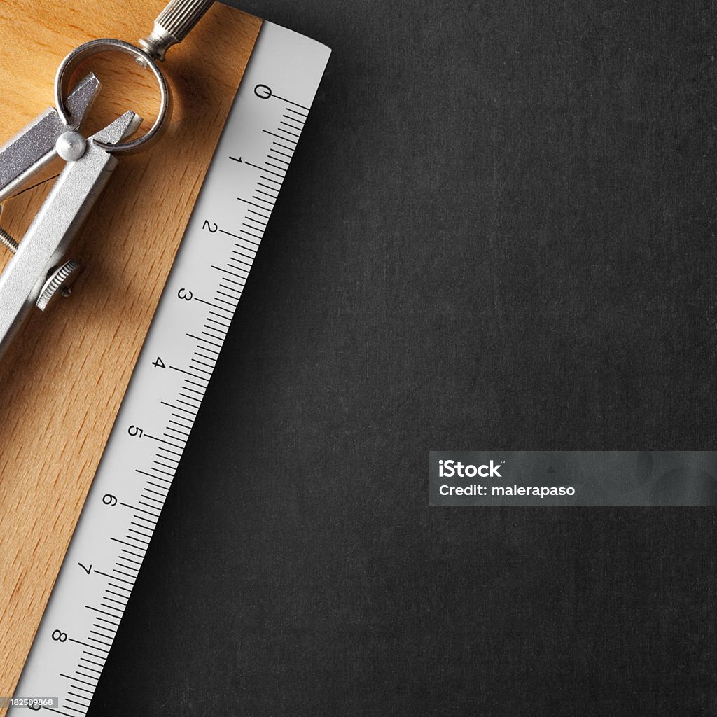 Education. Blackboard with ruler and compass. Blackboard with ruler and compass. Similar pictures from my portfolio: Announcement Message Stock Photo