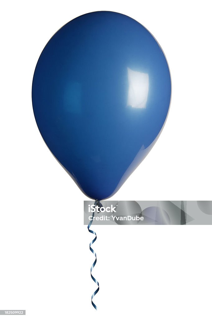 Partito palloncino blu isolato su bianco - Foto stock royalty-free di Palloncino