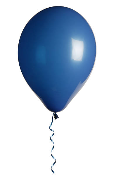 Crop of child's arm holding a large blue balloon against white wall. in Kingston, ON, Canada