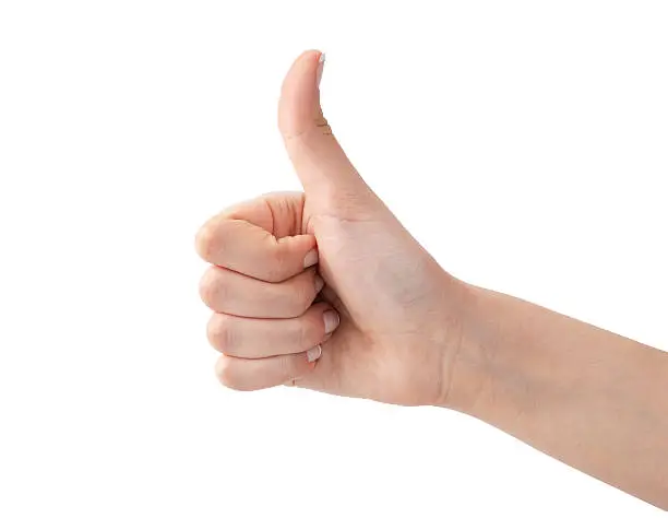 Thumb up, isolated on white background.