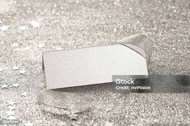 Blank Silver Message Card Stock Photo - Download Image Now - Glitter, Silver Colored, Star Shape