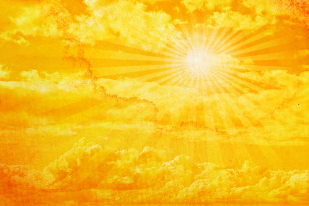 watercolored słońca z chmury - watercolour paints watercolor painting orange backgrounds stock illustrations