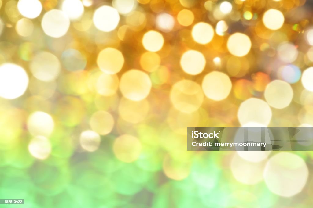 Verde e ouro luzes de brilho - Foto de stock de Abstrato royalty-free