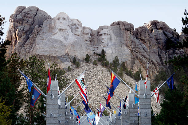 istock Mount Rushmore National Memorial with State Flags 182511027