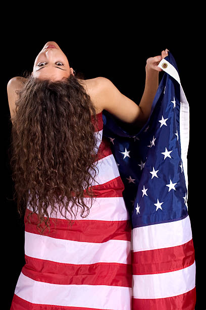 istock Girl with American flag 182511042