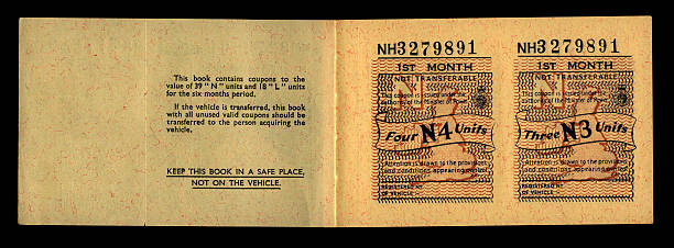 istock Unused British petrol coupons from 1973 182511710