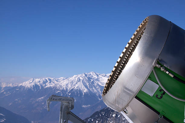 Artificial snowmaking machine in the Italian Alps