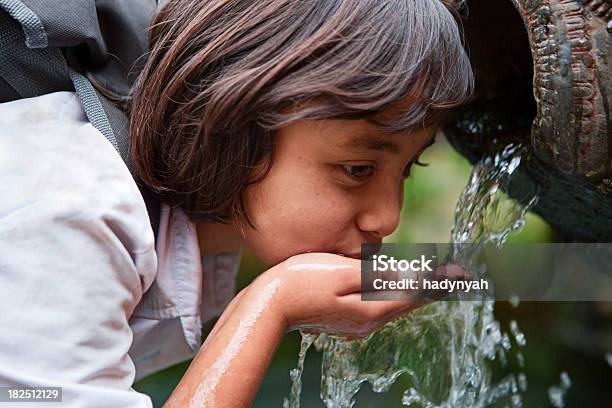 Nepali Jovem Menina Beber Da Fonte Na Cidade Praça Durbar - Fotografias de stock e mais imagens de Água