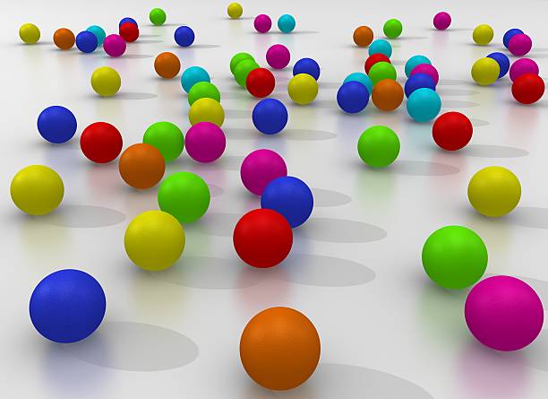 istock Coloured balls on a white floor 182512199