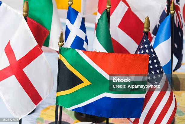 Mundial De Fútbol 2010 National Flags Foto de stock y más banco de imágenes de Acontecimiento - Acontecimiento, Amarillo - Color, Artículos deportivos