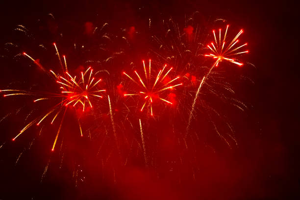 istock Beautiful Red Holiday background of fireworks 1825126631