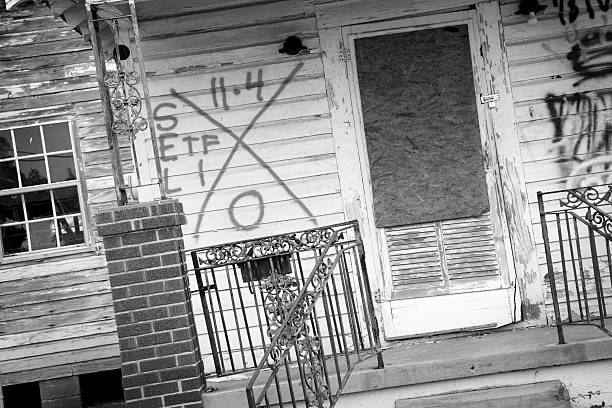 Tallahassee, FL, USA - June 13, 2024: Railroad Square Art District Tallahassee Florida destroyed by tornadoes