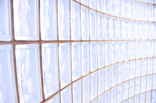 Glass block wall stock photo