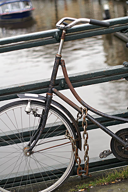 istock Dutch Bike Chained to Bridge 182513115