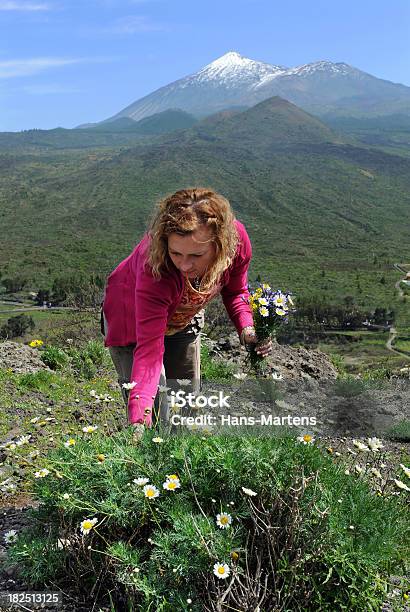 若い女性の前に摘み花デルタイデテネリフェ - 1人のストックフォトや画像を多数ご用意 - 1人, カナリア諸島, カラー画像