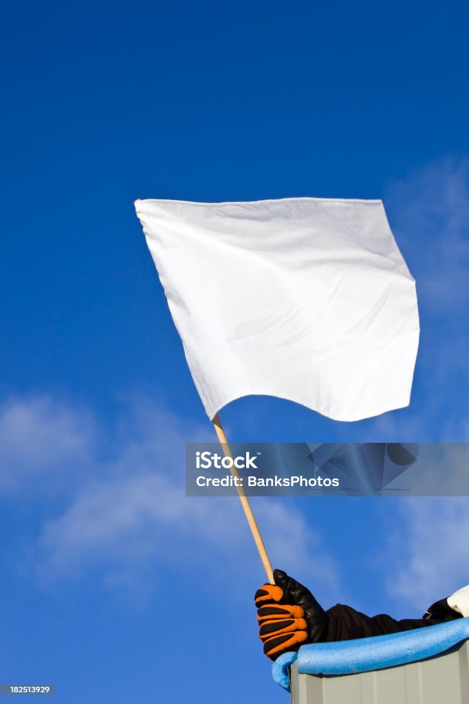 White Auto Race Flag against a Blue Sky  Flag Stock Photo