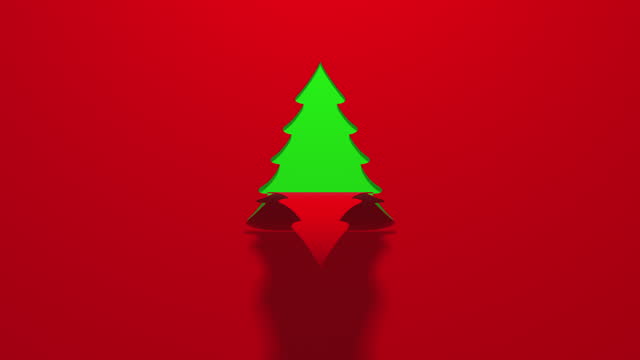 Christmas card (Loop 4k) - 3d Paper Fir tree with real shadow