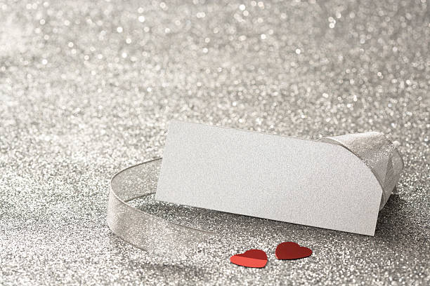 Blank place card and hearts
