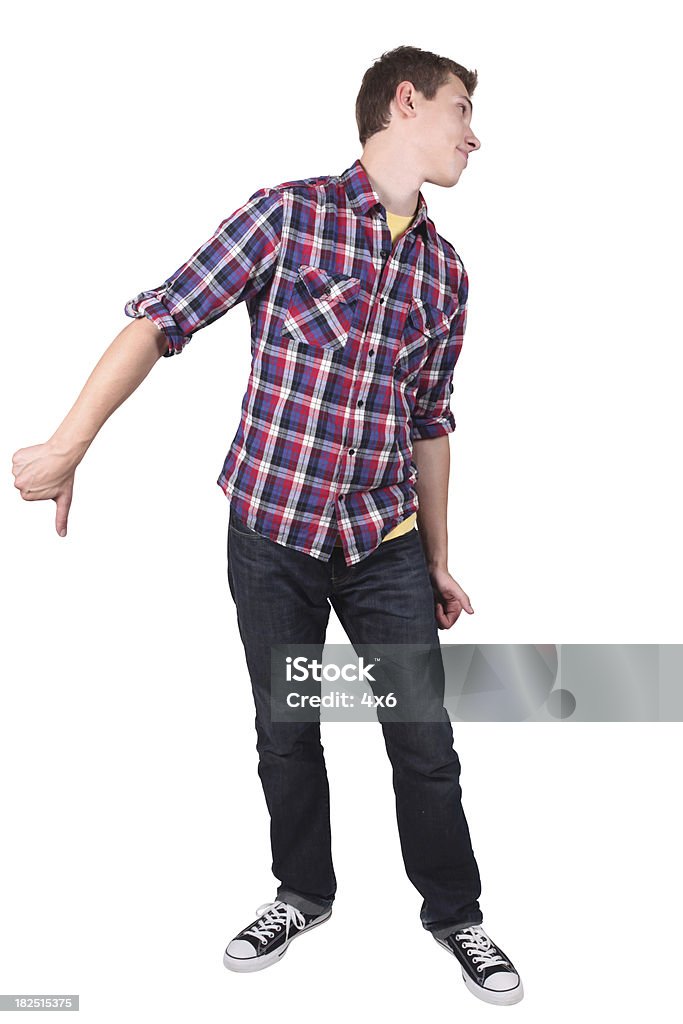 Casual homem mostrando os polegares para baixo - Foto de stock de 20 Anos royalty-free