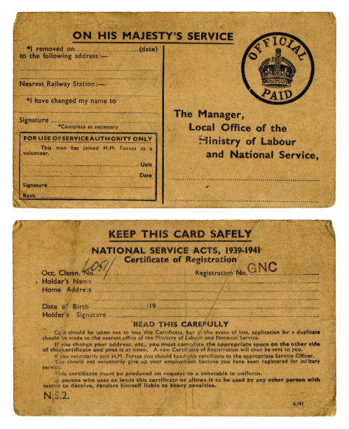 istock Old British WW2 National Service Registration Card 182516668