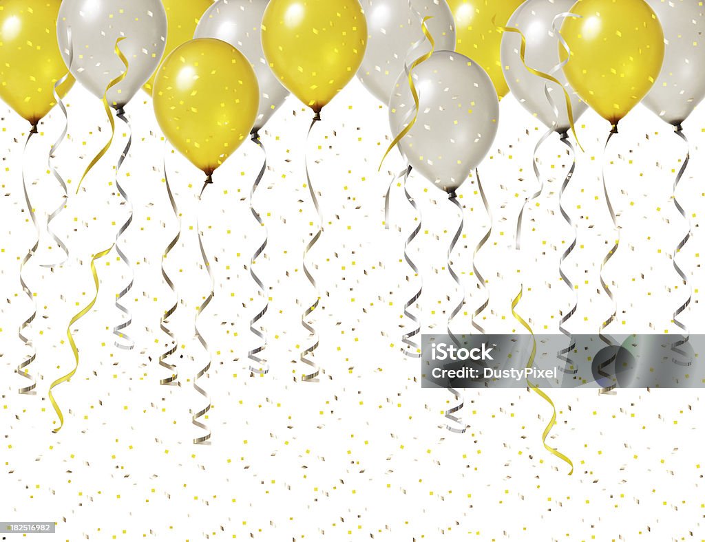 Prata e ouro festa de comemoração - Foto de stock de Balão - Decoração royalty-free