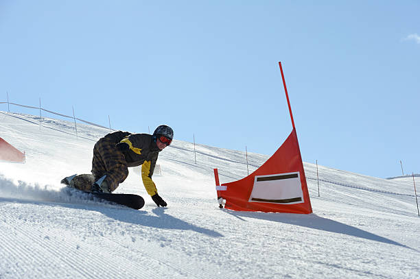 Snow boarder at the red gate