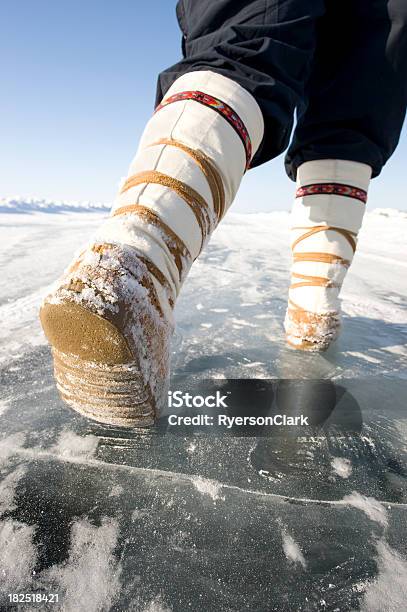 Arctic Mukluks Yellowknife Stock Photo - Download Image Now - Frozen, Great Slave Lake, Lake