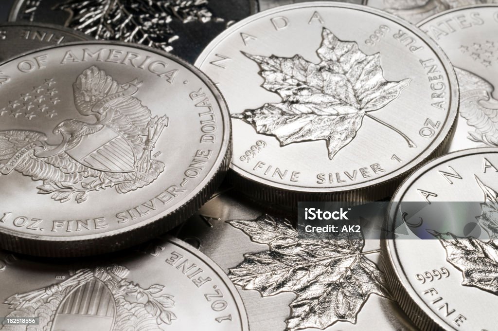 純粋の銀地金コイン - クローズアップのロイヤリティフリーストックフォト